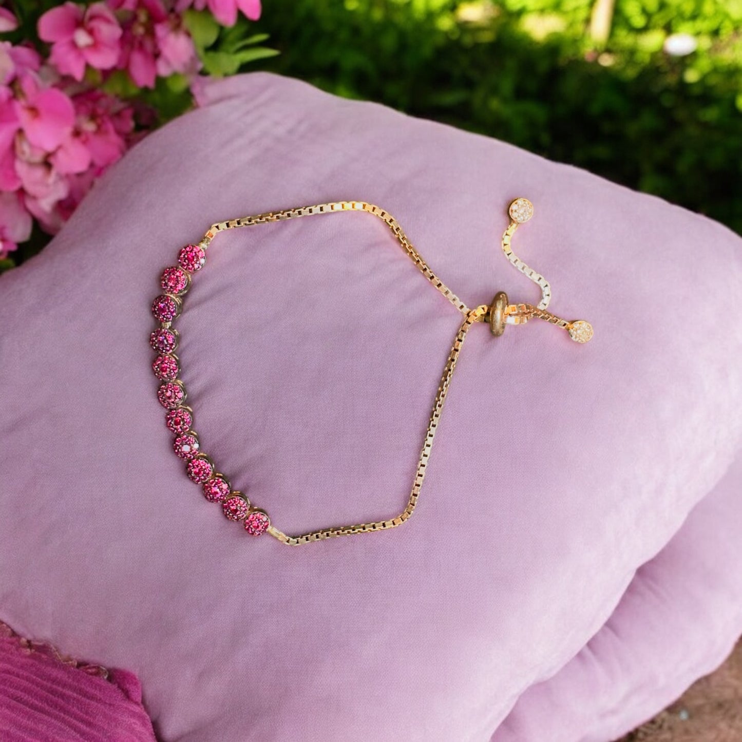 925 Ayar Gümüş Pembe Zirkon Taşlı Bileklik